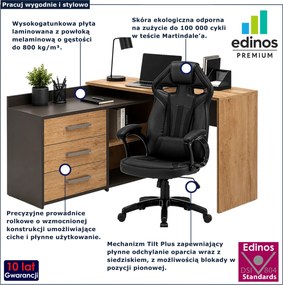Zestaw do biura narożne biurko z czarnym fotelem K3-H99