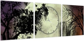 Obraz - Księżyc w pełni nad powierzchnią (z zegarem) (90x30 cm)