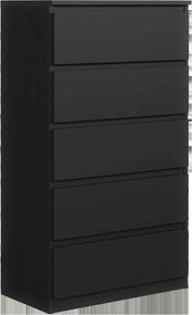 Komoda NUDO - Czarny / Front Czarny / Mat / 70 cm / 5 szuflad