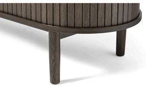 Brązowa komoda w dekorze dębu z drzwiami przesuwnymi 140x76x45 cm Meta – Unique Furniture