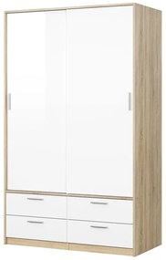 Biało-naturalna szafa w dekorze dębu z drzwiami przesuwnymi 121x200 cm Line – Tvilum