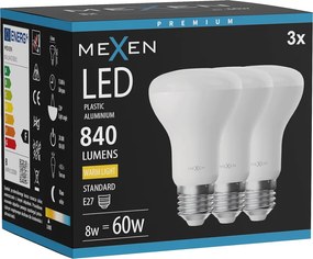 Mexen Nova 3x żarówka LED E27, R63, 8W, Ciepła - 3000K, 840 lm - L104-E27-0830-01x03