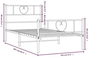 Czarne Loftowe Łóżko Z Metalu 100X200Cm S1-Z77