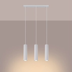 Lampa wisząca minimalistyczny Gloow, aluminium - 3 źródło światła 3000K - L.45 x H.98 cm - biały