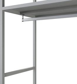 Regał biurowy otwarty z drążkiem na ubrania, do recepcji i poczekalni, metalowy, szary, 800x2200x400 mm: ARIEL