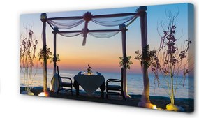 Obraz na płótnie Kolacja nad Morzem o Zachodzie