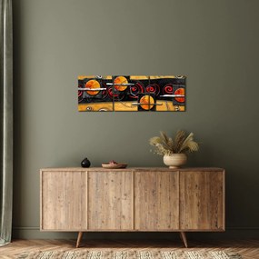 Abstrakcyjny obraz - Planety (z zegarem) (90x30 cm)