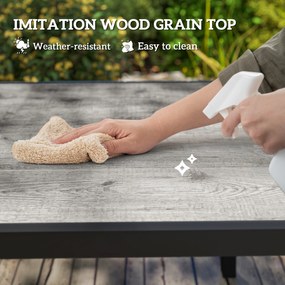 Outsunny Rozsuwany Stół na 6-8 Osób, Regulowany Stół Zewnętrzny z Aluminium, Stali, Tworzywa Sztucznego, Efekt Drewna, Szary