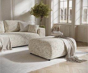 Puf w tkaninie plecionej Zanzibar - 88x88 cm - beżowy melanż