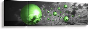 Obraz zielonych abstrakcyjnych kul (170x50 cm)