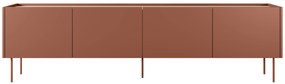 Szafka RTV Desin 220 cm z metalowymi nogami - ceramic red / dąb nagano
