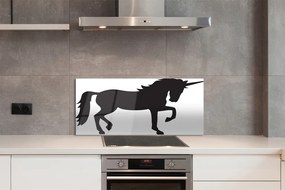 Panel szklany do Kuchni Mistyczny Czarny Jednorożec