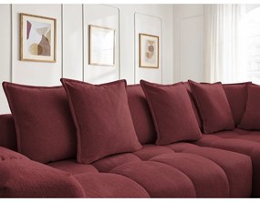 Bordowy rozkładany/ze schowkiem narożnik z tkaniny szenilowej (prawostronny/w kształcie litery L) Everest – Bobochic Paris