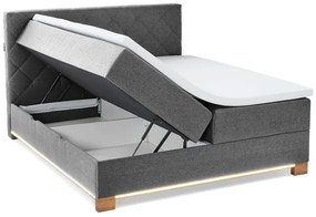 Szare łóżko boxspring ze schowkiem 180x200 cm Messina – Meise Möbel