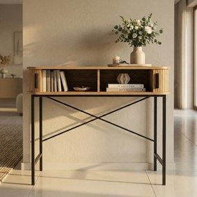 Konsola z rozsuwanymi drzwiami SCAVA, ryflowana, 100 x 35 x 80,5 cm