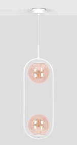 Biało-bursztynowa dekoracyjna lampa wisząca - A489 C6-G21