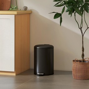HOMCOM 20 l kosz kuchenny, metal odporny na odciski palców, pokrywa Soft-Close, pedał nożny i wyjmowany kubeł, czarny | Aosom PL