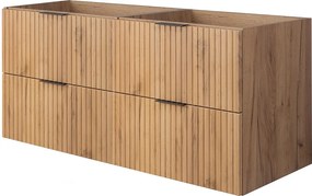 Szafka pod umywalkę, Dąb Craft, 120 ( 2 x 60) x 57 x 46 cm, uchwyt czarny, bez blatu