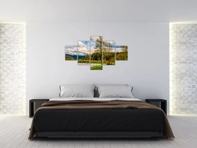 Obraz łodzi nad jeziorem (125x70 cm)