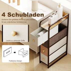 HOMCOM Komoda z 4 tkaninowymi szufladami, szafka do przechowywania ze stalową ramą, 20 x 47 x 84,5 cm, wielobarwna | Aosom PL