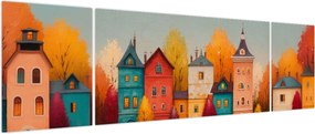 Obraz - Jesienna wieś (170x50 cm)