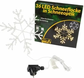 Świąteczna LED dekoracja - płatek śniegu, 30 cm, ciepła biel