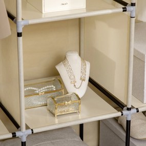 HOMCOM Szafa ubraniowa z tkaniny Beżowa Przestronna z półkami i drążkiem 125x43x1625cm | Aosom PL