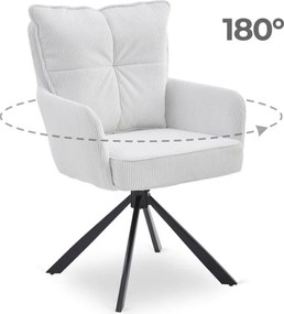 Zestaw Stół Rozkładany DEVON 160-220 cm Biały Marmur/Czarny i 4 Krzesła CITY Kremowe