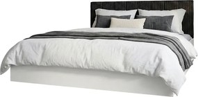 Białe łóżko z materacem i czarnym zagłówkiem 120x200 L3-L50