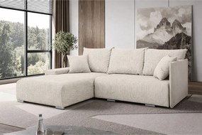 Narożnik, Sofa w kształcie L, tkanina sztruksowa Poso, Ecru, Lewy, Livorno L