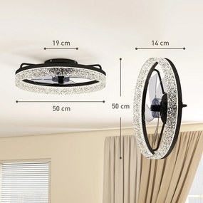 HOMCOM Wentylator sufitowy z oświetleniem, ściemnialny wentylator LED z pilotem do sypialni i salonu, czarny | Aosom PL