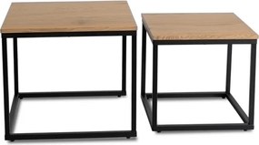 Zestaw Stolików Kawowych CARMI Dąb Złoty/Czarny do Salonu Loft