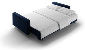 Ciemnoniebieska aksamitna rozkładana sofa ze schowkiem 222 cm Bali – Cosmopolitan Design