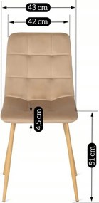 Krzesło Tapicerowane do Jadalni FREDY Beżowe Welurowe Nowoczesne Loft