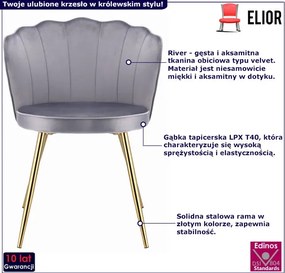 Szare pikowane krzesło w stylu glamour N6-N68