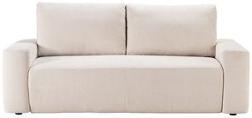 Kanapa rozkładana 3-osobowa  z beżowej tkaniny teksturowanej - Miejsce do spania 140 cm - Materac 13 cm DAVISO