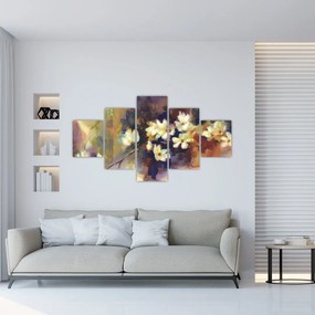 Obraz - Białe magnolie, malarstwo (125x70 cm)