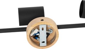 Nowoczesny reflektor czarny z drewnem, regulowany, 3-punktowy - Jeana