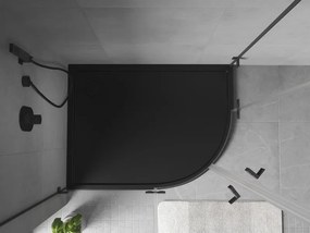 Mexen Flow brodzik półokrągły asymetryczny slim lewy 90 x 80 cm, czarny mat - 46Q708090L