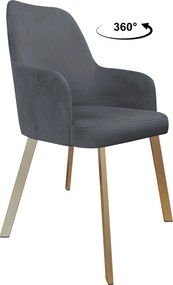 Krzesło WESTA tkanina Welur noga metalowa : Kolor nogi - Złota profil, Kolor tkaniny - VELVET - BL14, Typ siedziska - Siedzisko obrotowe 360°