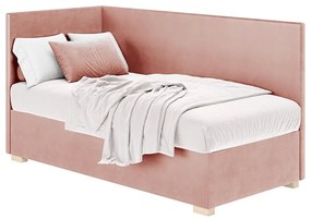 Różowe narożne łóżko dziecięce ze schowkiem i materacem 90x200 cm Flexi – Ghado