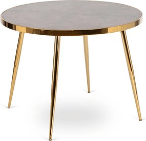 Stół Okrągły TINGA 100 cm Szary Marmur/Złoty Glamour