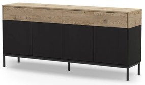 Czarna niska komoda w dekorze dębu 180x80 cm Marion – Marckeric