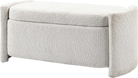 HOMCOM Ławka tapicerowana z miejscem do przechowywania kremowobiała elegancka 105x44x45 cm | Aosom PL