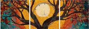 Obraz - Słońce w koronie drzewa życia (z zegarem) (90x30 cm)