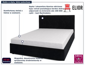 Czarne łóżko tapicerowane z pikowanym zagłówkiem 160x200 C2-P39