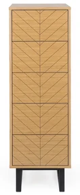 Komoda w dębowym dekorze Woodman Mora Narrow Herringbone Print