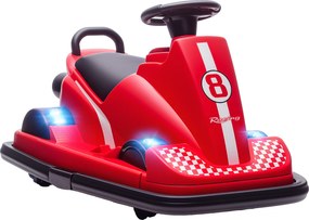 AIYAPLAY Autko zderzakowe dla dzieci, obracalne o 360 stopni, kierownica, światła LED, funkcja muzyczna, 3-8 lat, czerwony