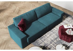 Turkusowa sztruksowa rozkładana sofa 250 cm Donatella – Milo Casa