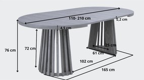 Stół rozkładany LAMELLI Dąb do Salonu Jadalni 110-210 x 110 x 76 cm, Okrągły